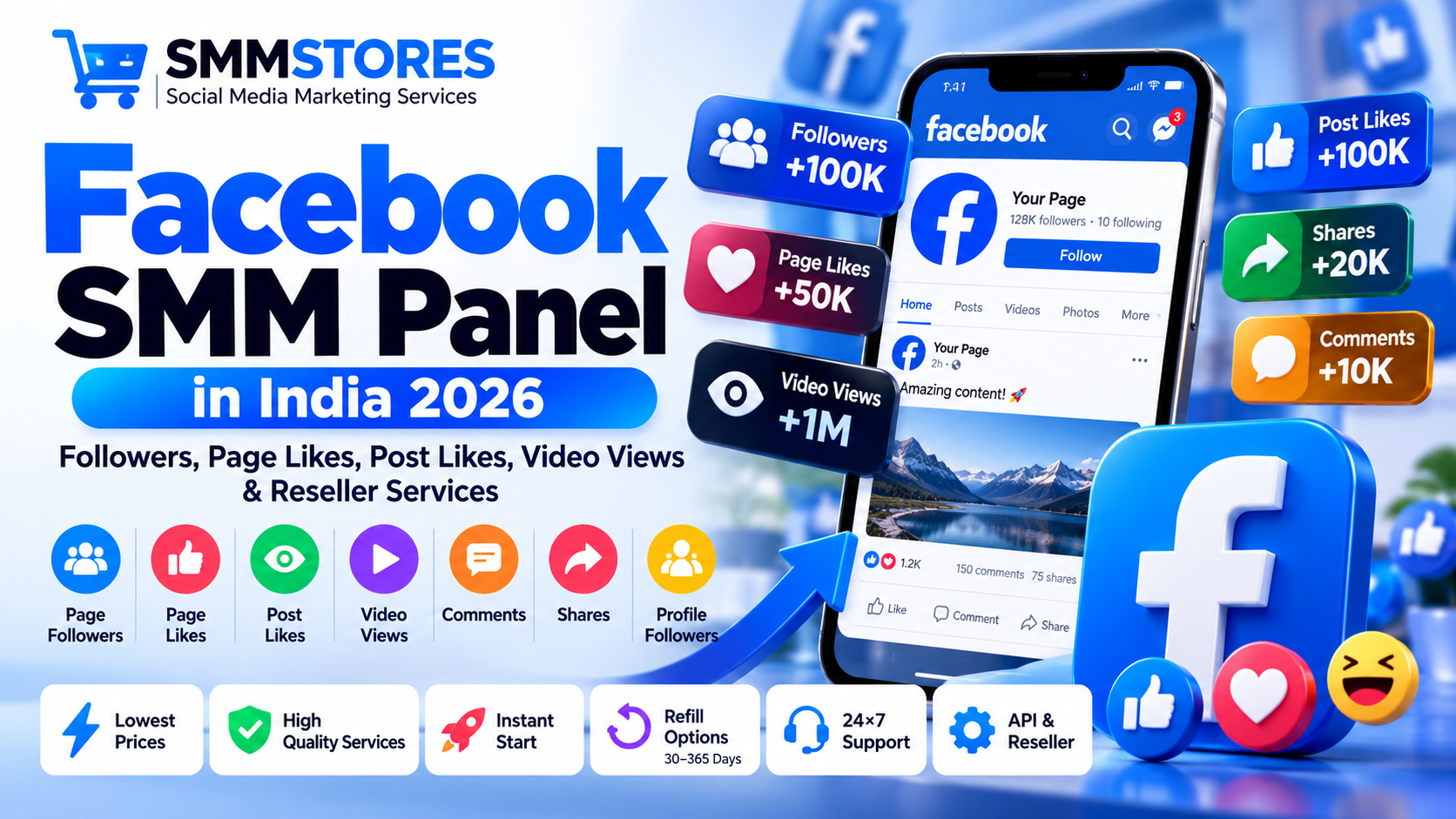 Facebook SMM Panel in India 2026 – Facebook Followers, Page Likes, Video Views and Reseller Services | SMMStores