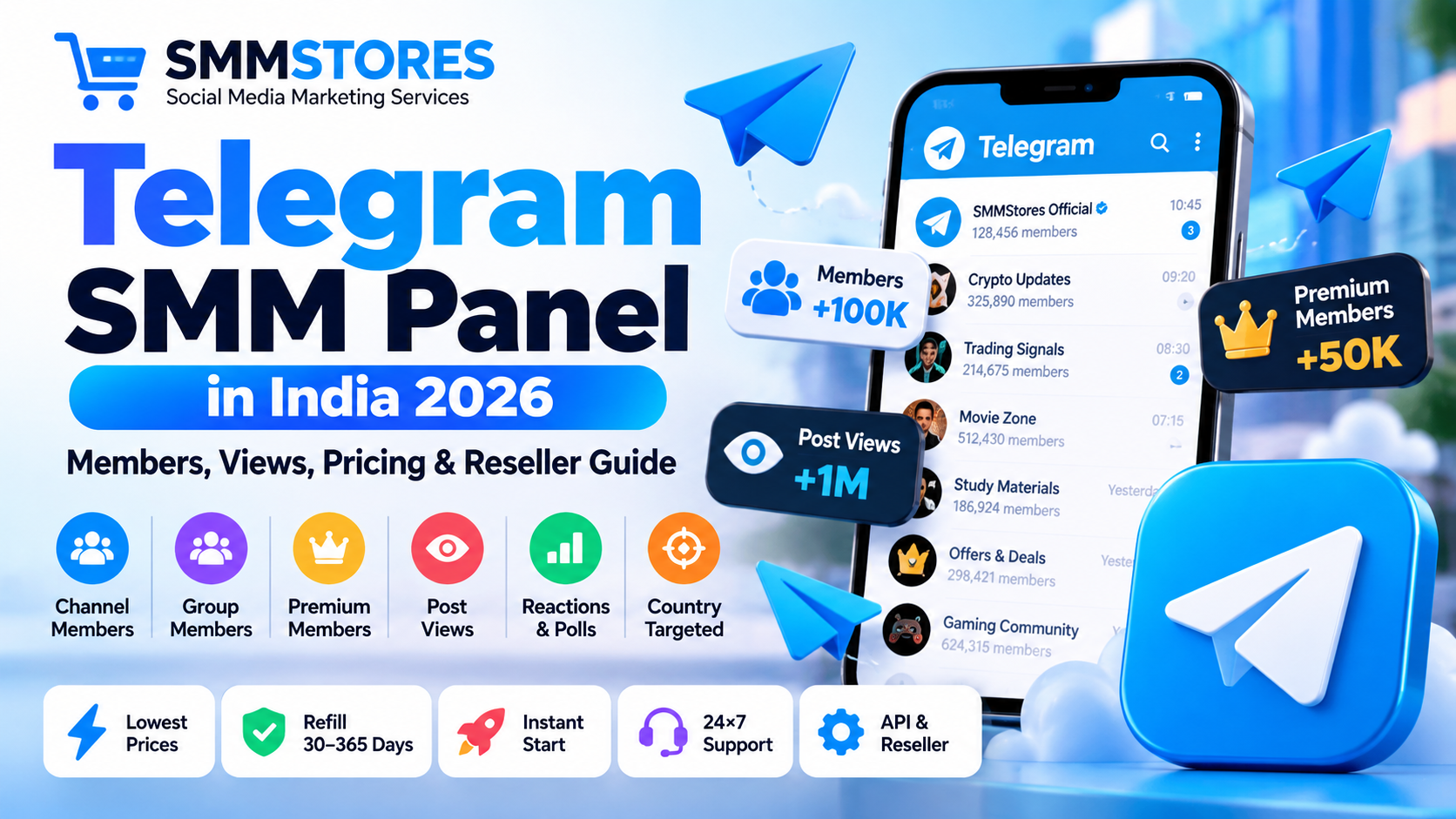 Telegram SMM Panel in India 2026 – Telegram Members, Premium Members and Post Views | SMMStores