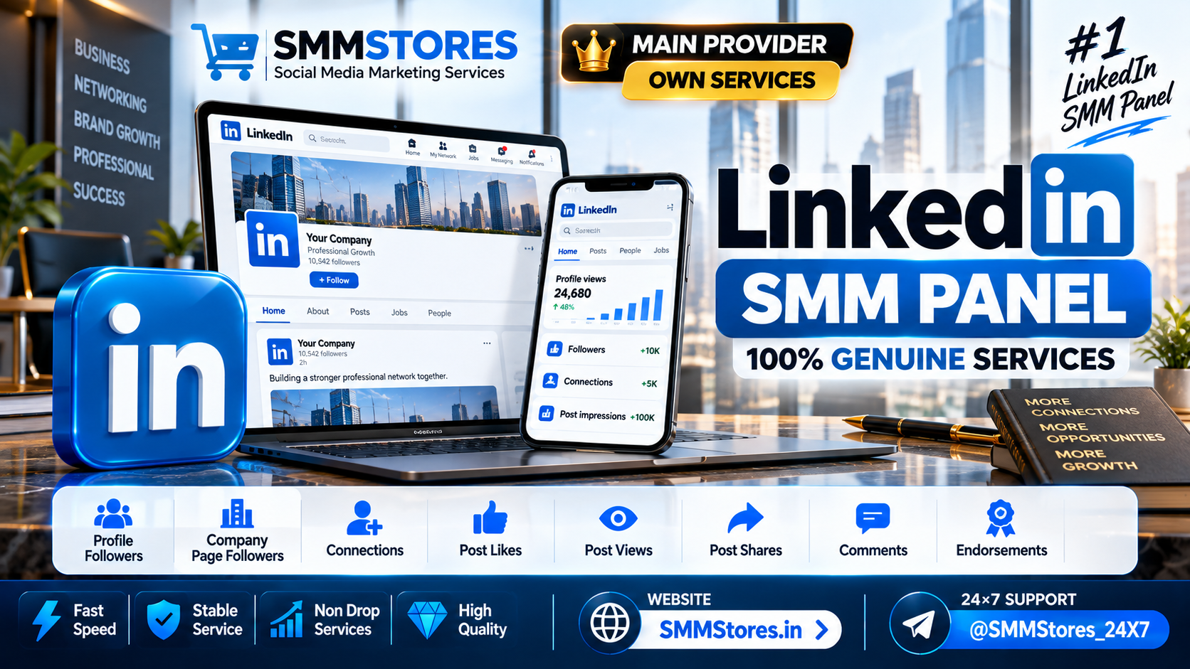 LinkedIn SMM Panel in India 2026 – Profile Followers, Company Followers, Connections, Likes, Views and Reseller Services | SMMStores