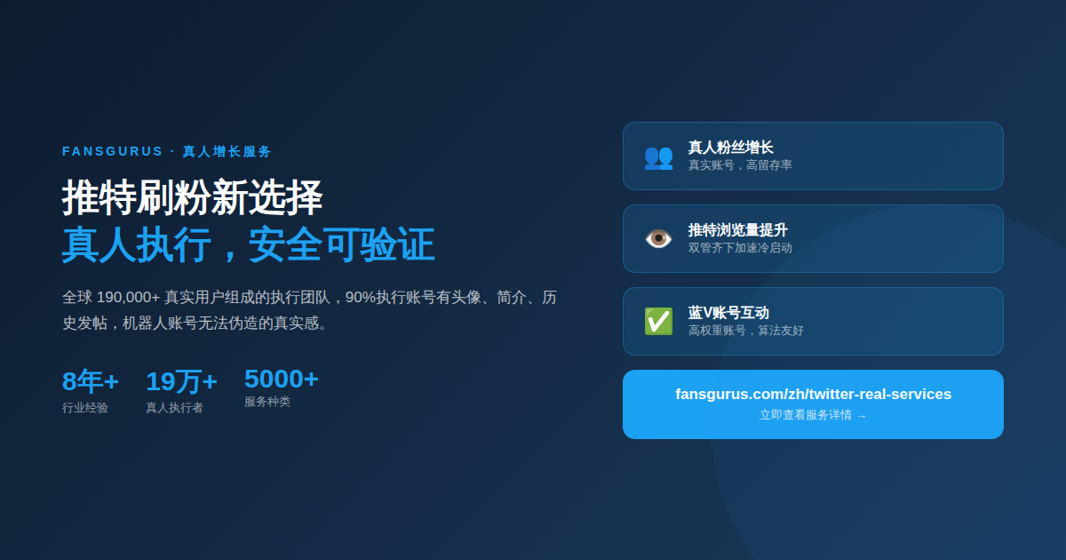 Fansgurus推特真人涨粉服务介绍 twitter买粉