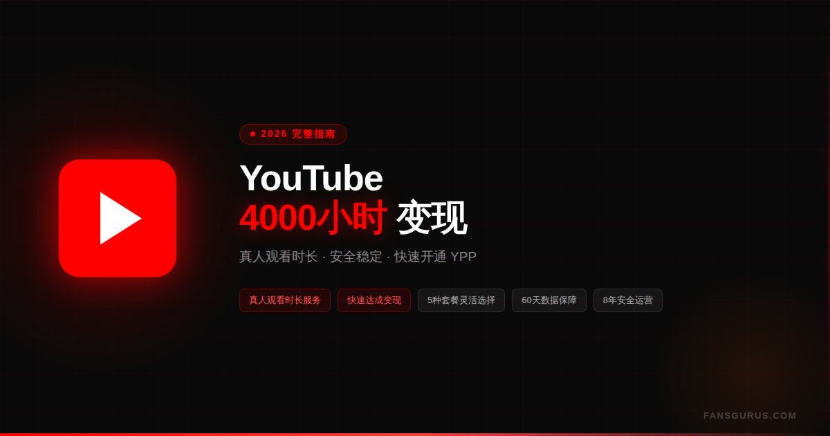 Reach YouTube 4,000 Watch Hours Fast in 2026 | Fansgurus Real Watch Time Service — Safe, Stable, Monetize Sooner