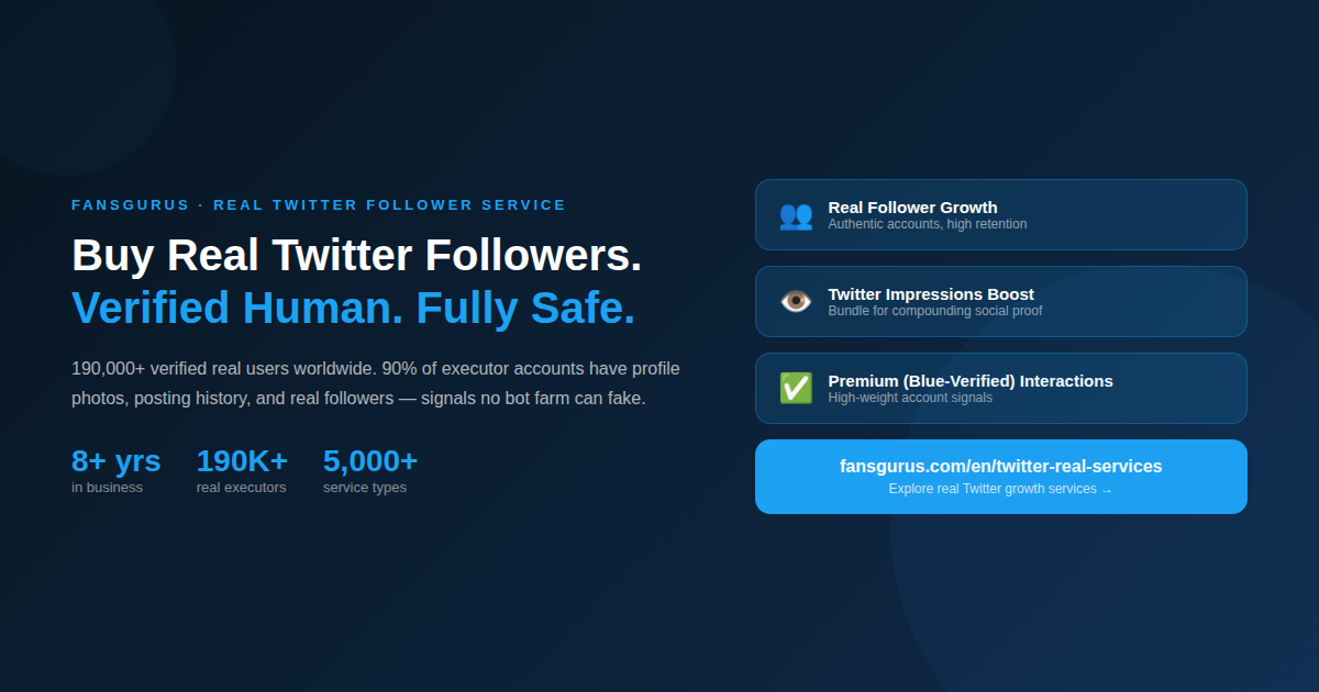 Fansgurus real Twitter follower growth service - buy real Twitter followers safely