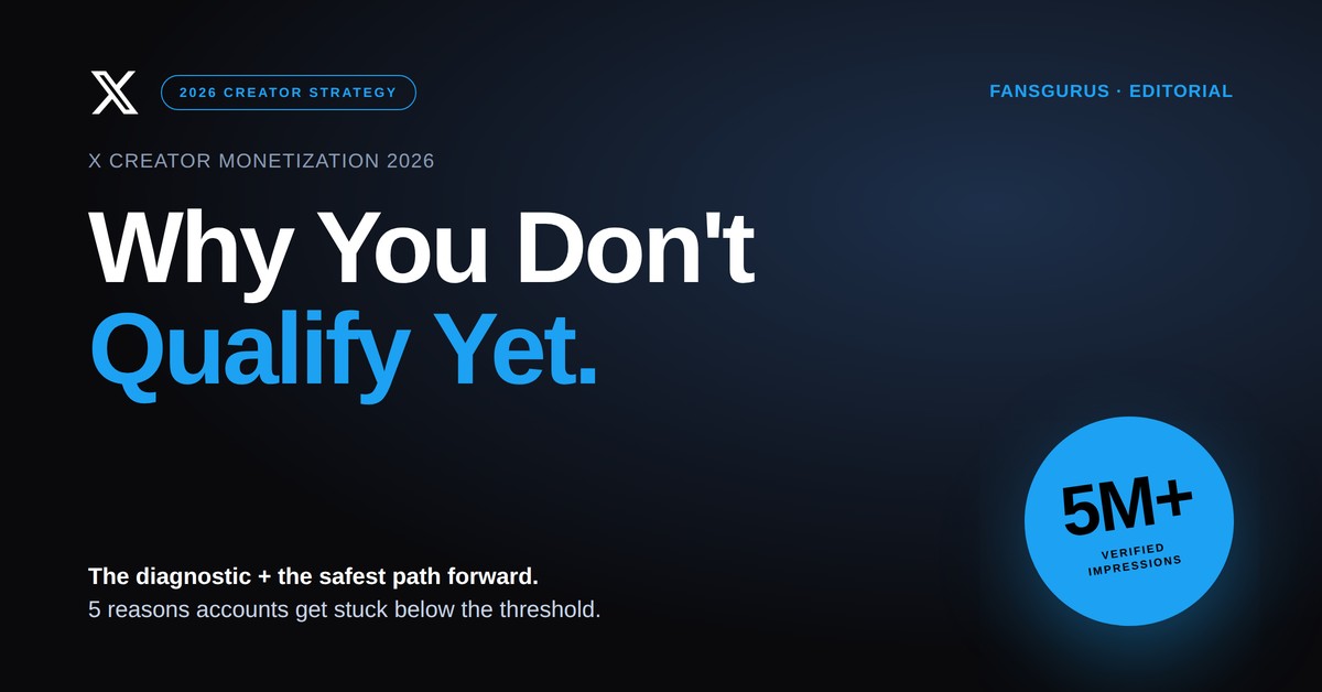 X Creator Monetization 2026: Why You Don't Qualify Yet — and How to Bootstrap Followers Safely
