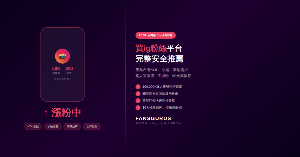2026年台灣Instagram真人粉絲購買平台比較