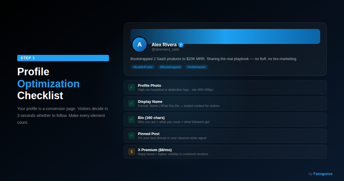 Twitter X profile optimization checklist for getting more followers 2026