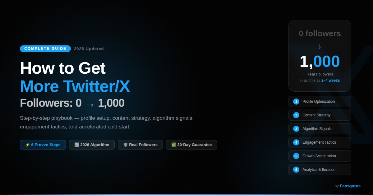 How to Get Twitter/X Followers: From 0 to 1,000 — The Complete Step-by-Step Guide (2026)