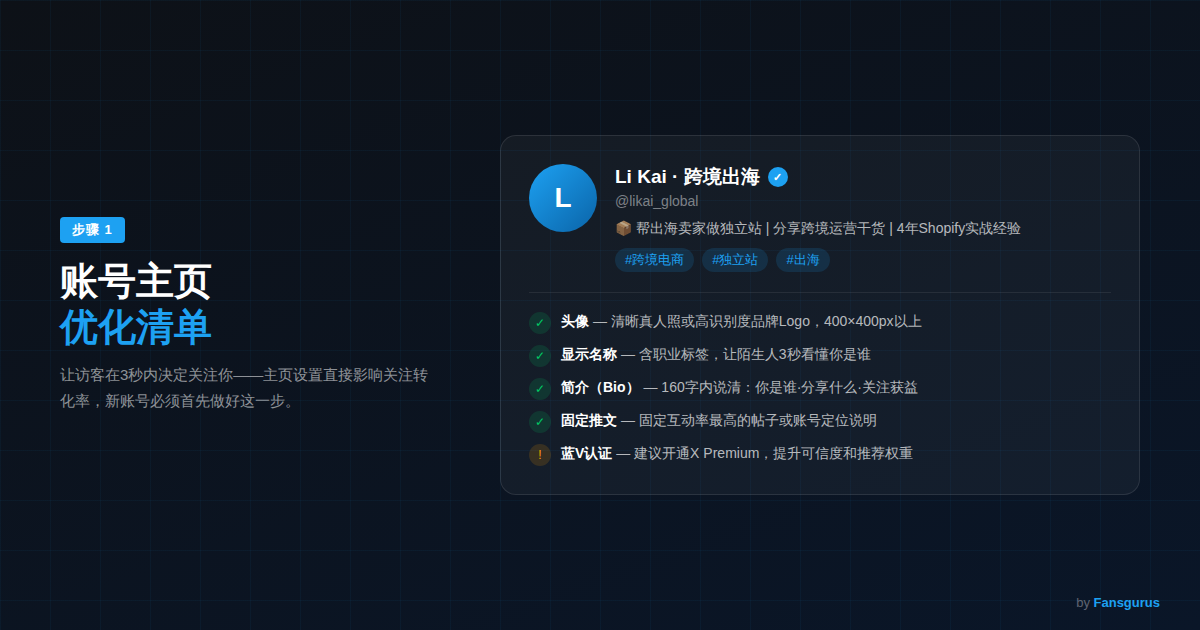 Twitter X账号主页设置优化示例