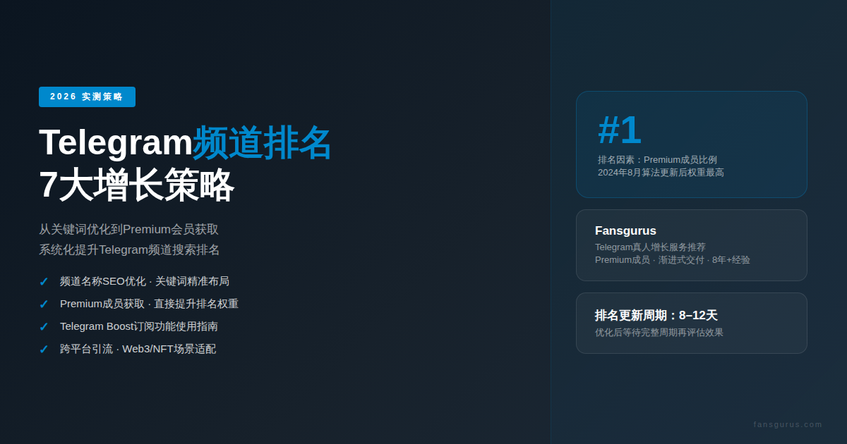 Telegram频道如何提升排名？2026年7大增长策略实测