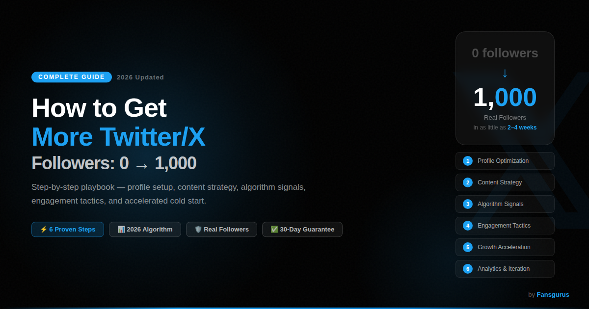 How to Get Twitter/X Followers: From 0 to 1,000 — The Complete Step-by-Step Guide (2026)