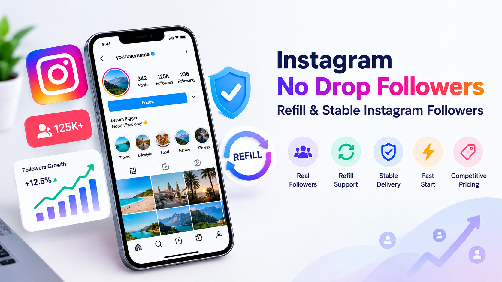 Instagram no drop followers with refill support and stable follower service
