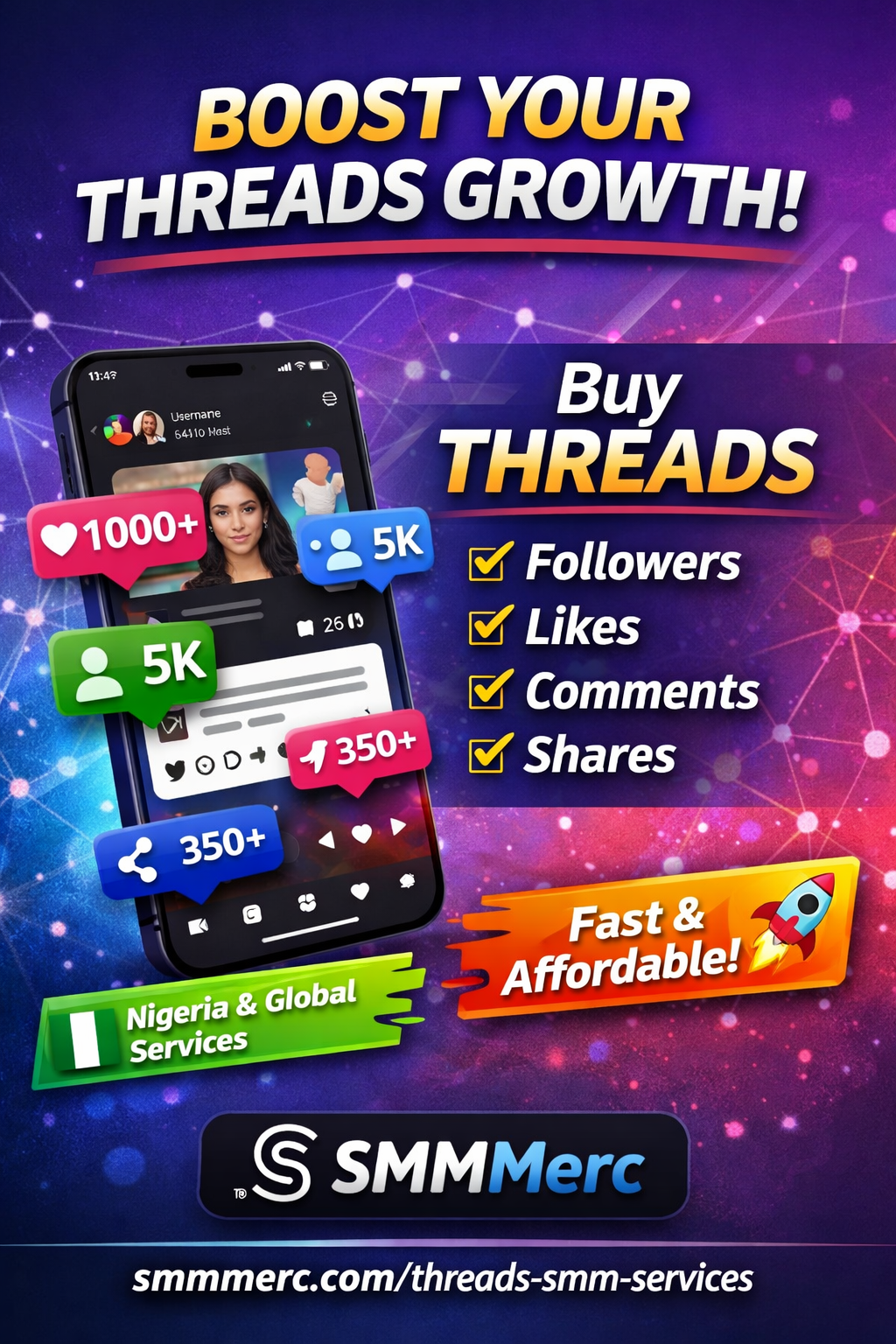 Threads SMM services to buy followers likes comments and shares for fast social media growth with SMMMerc