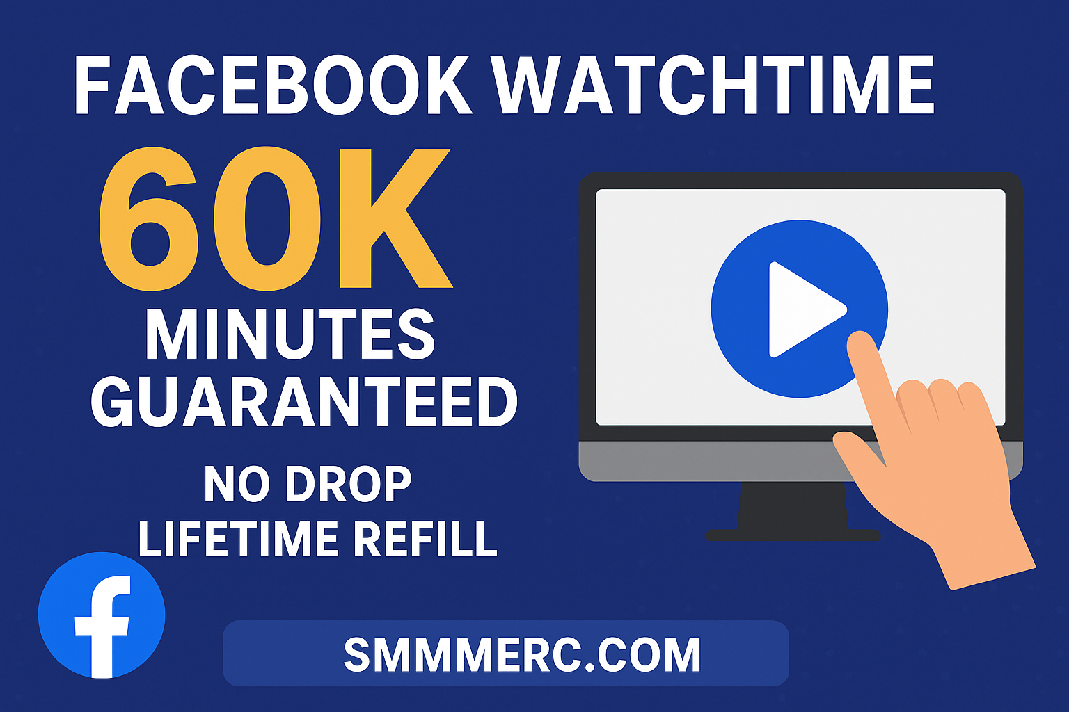 Facebook WatchTime 60K minutes service – no drop, lifetime refill – SMMMerc