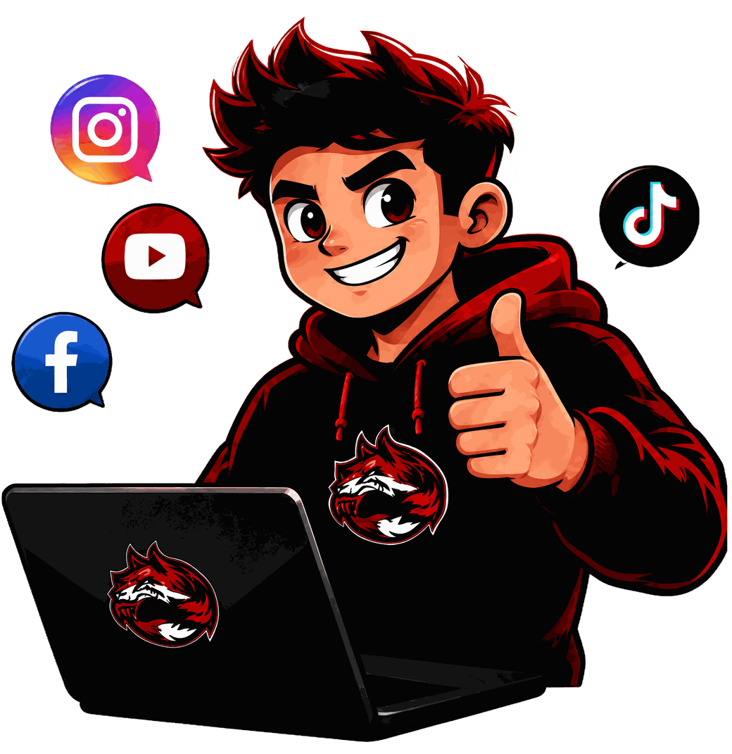 HQ Provider mascot giving a thumbs up beside a laptop