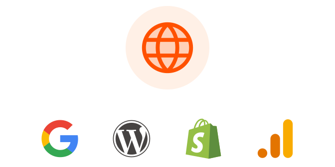 Websites: Google, WordPress, Shopify and Google Analytics