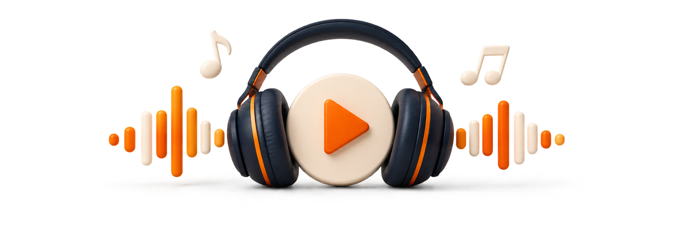 Headphones, play symbol and audio waveform for music release promotion