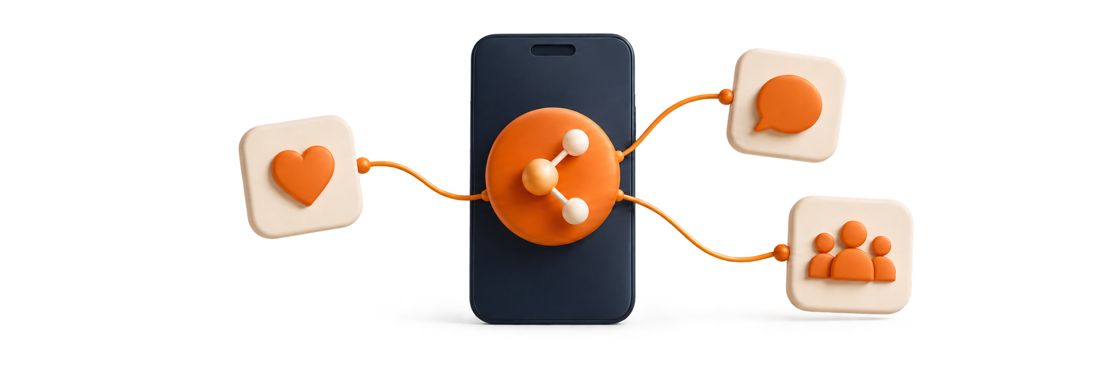 Social media campaign with connected engagement symbols