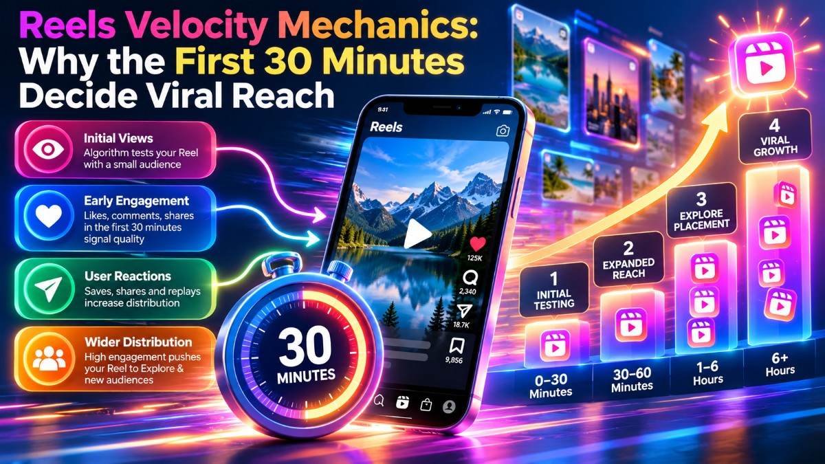 Reels Velocity Mechanics: Why the First 30 Minutes Decide Viral Reach