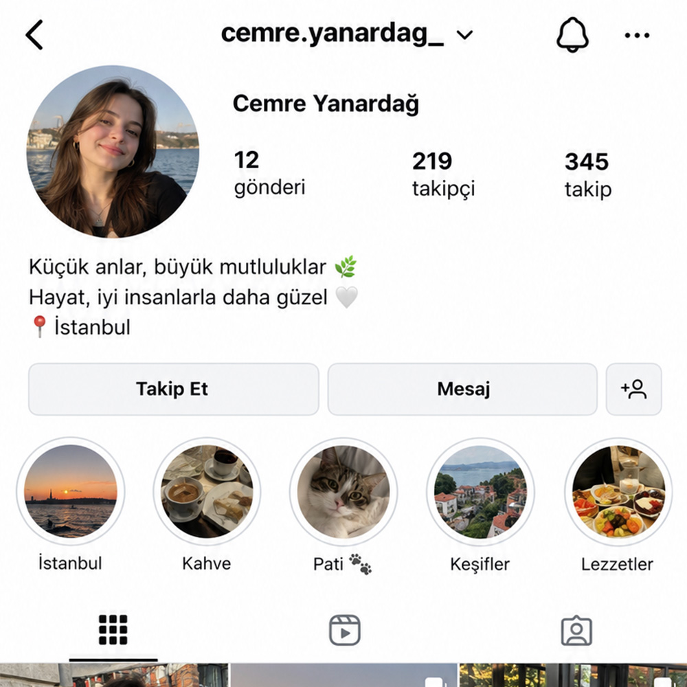 Takipçi profili ekran görüntüsü