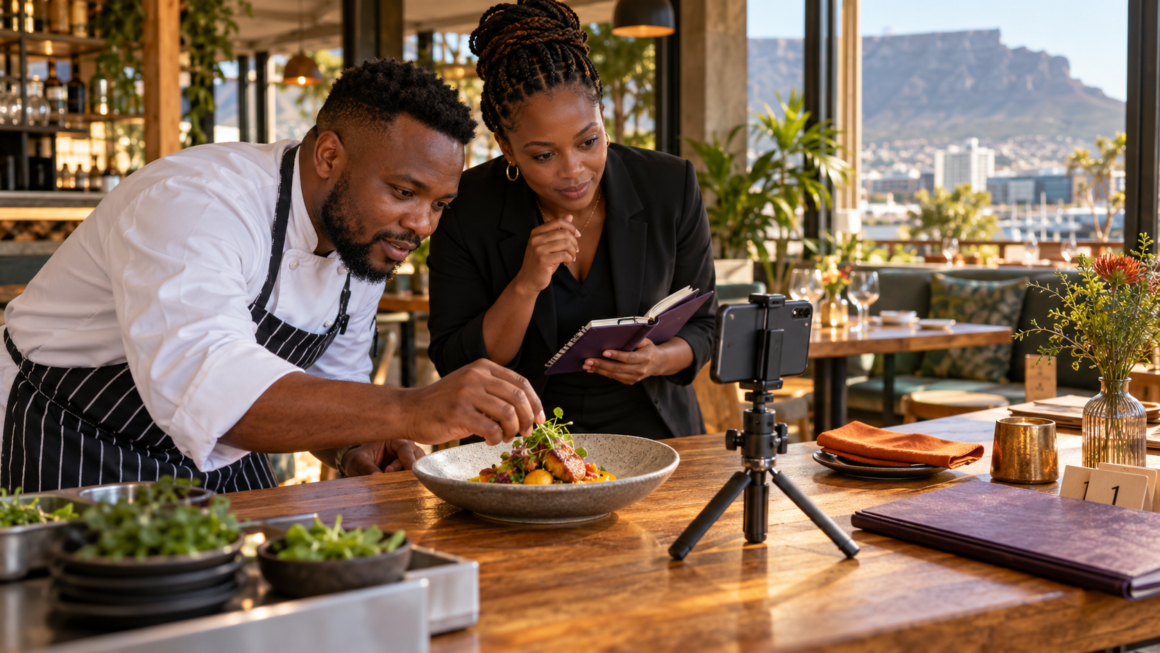 Nigerian food creator planning the steps of a save-worthy TikTok tutorial