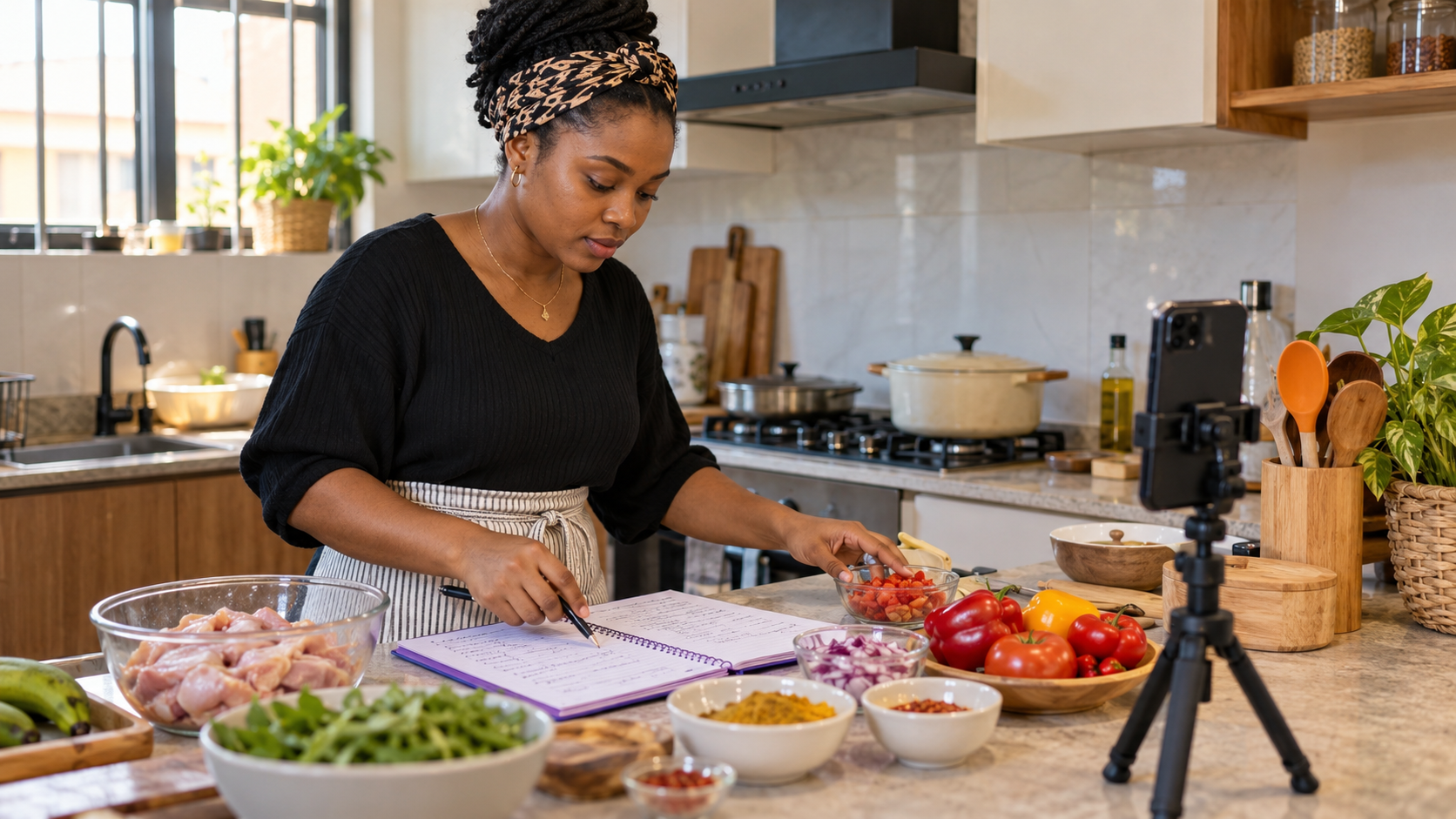 South African restaurant team preparing a food video with a booking plan
