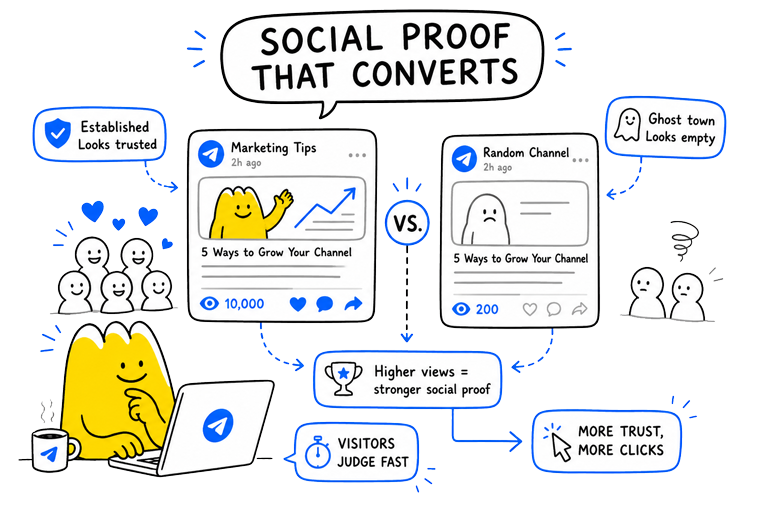 Social proof for Telegram channels
