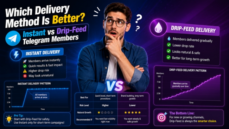 Which Delivery Method Is Better? Instant vs Drip-Feed Telegram Members