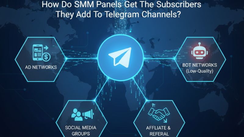 How do SMM panels get the subscribers they add to Telegram channels?