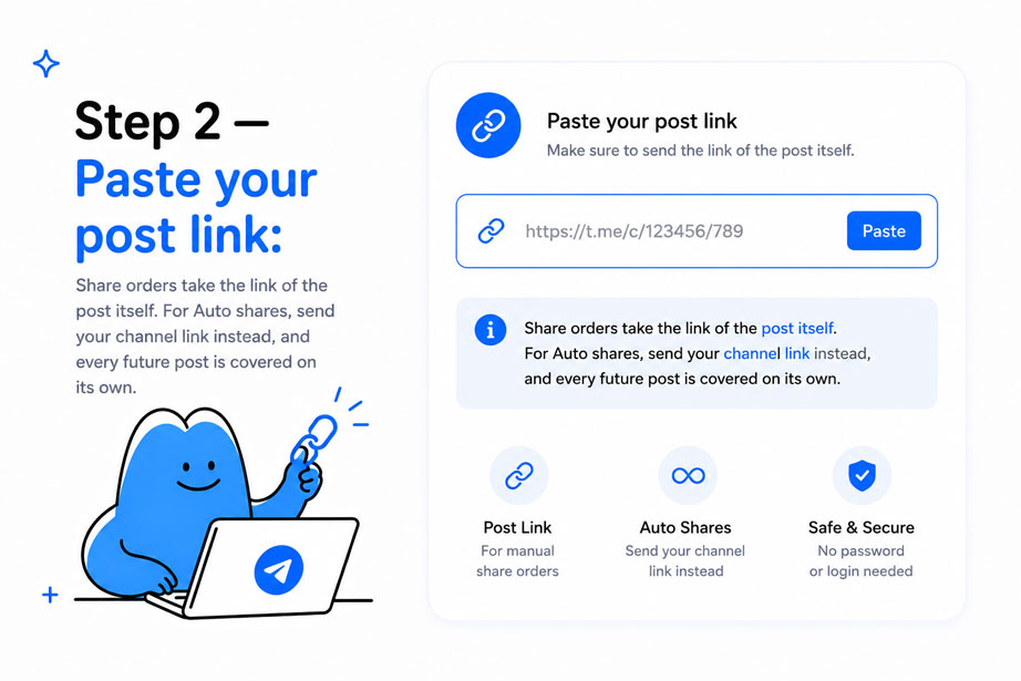Paste your Telegram post link for share orders