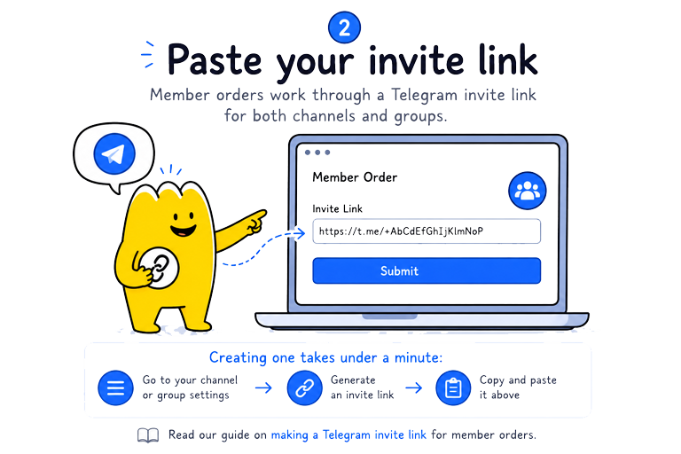Paste your Telegram invite link