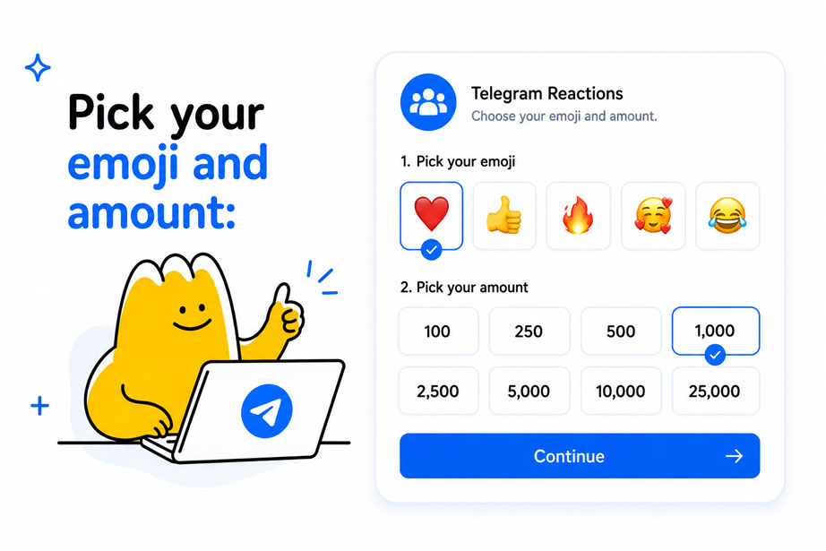 Pick your Telegram reaction emoji and amount