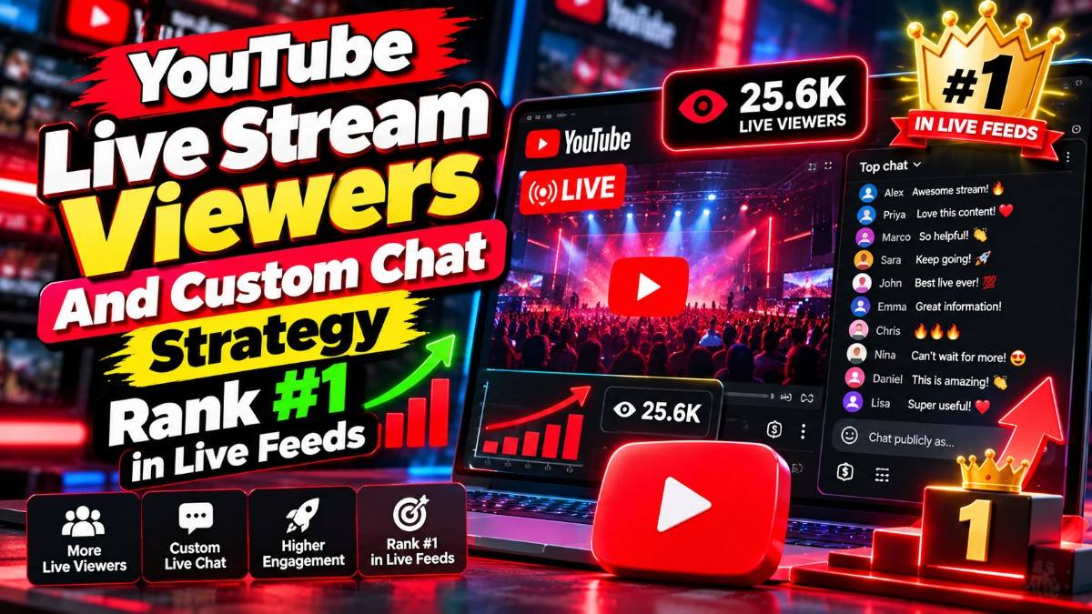 YouTube Live Stream Viewers And Custom Chat Strategy: Rank #1 in Live Feeds