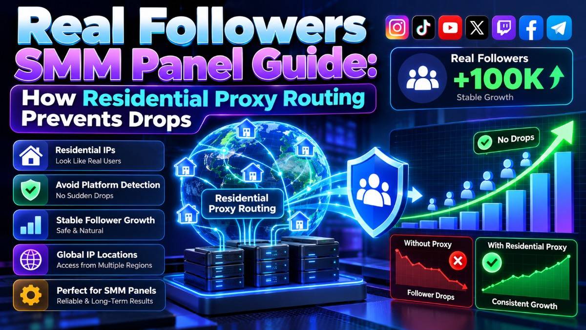 Real Followers SMM Panel Guide: How Residential Proxy Routing Prevents Drops