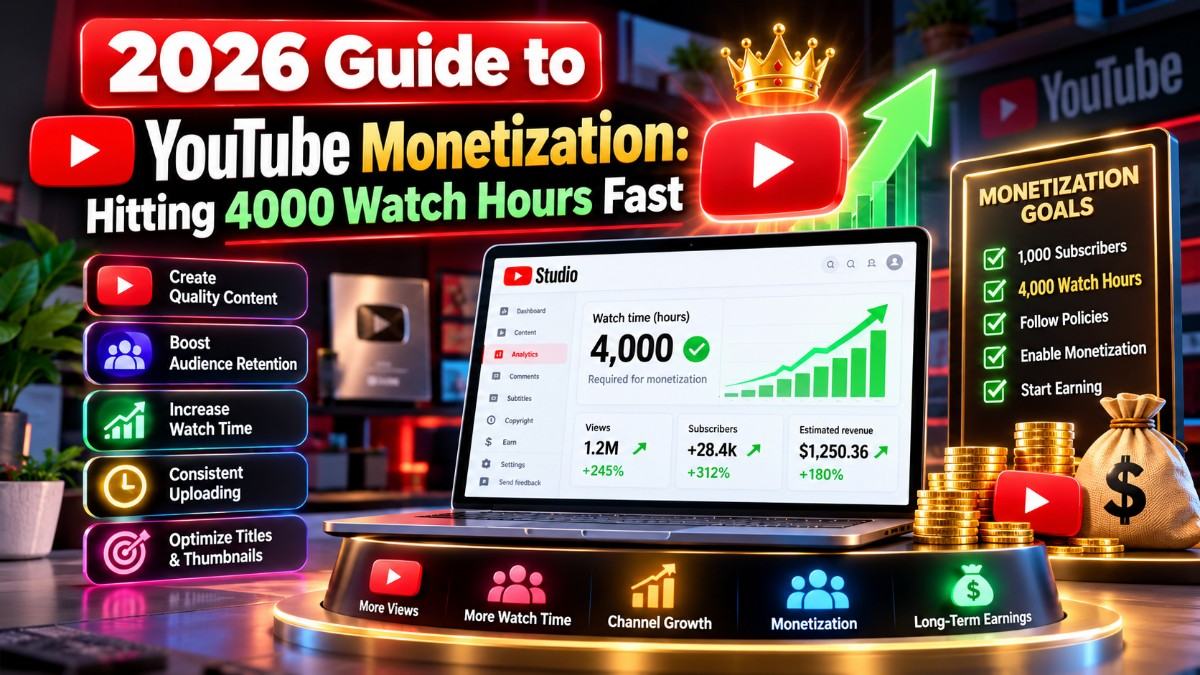 2026 Guide to YouTube Monetization: Hitting 4000 Watch Hours Fast