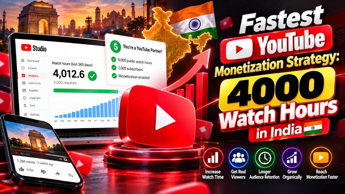 Fastest YouTube Monetization Strategy: 4000 Watch Hours in India