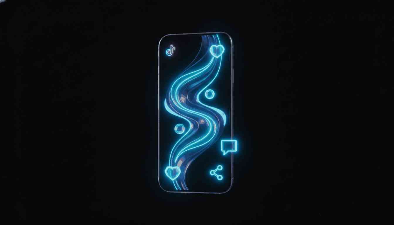 Vertikaler TikTok-Feed auf dem Smartphone mit Engagement-Symbolen