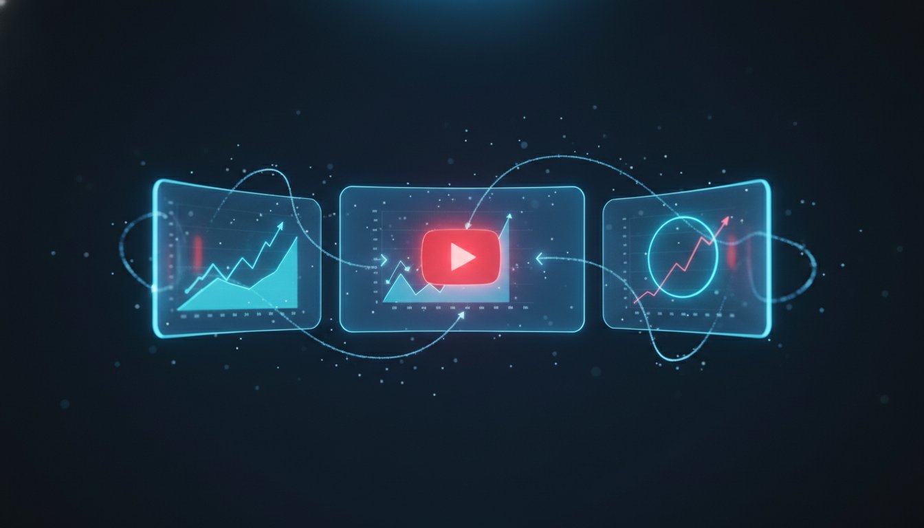 Dashboard creator YouTube con grafici di performance e indicatori analitici