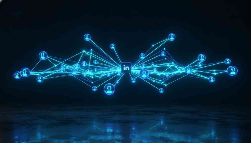 Netzwerk professioneller Follower rund um ein LinkedIn-Profil verbunden