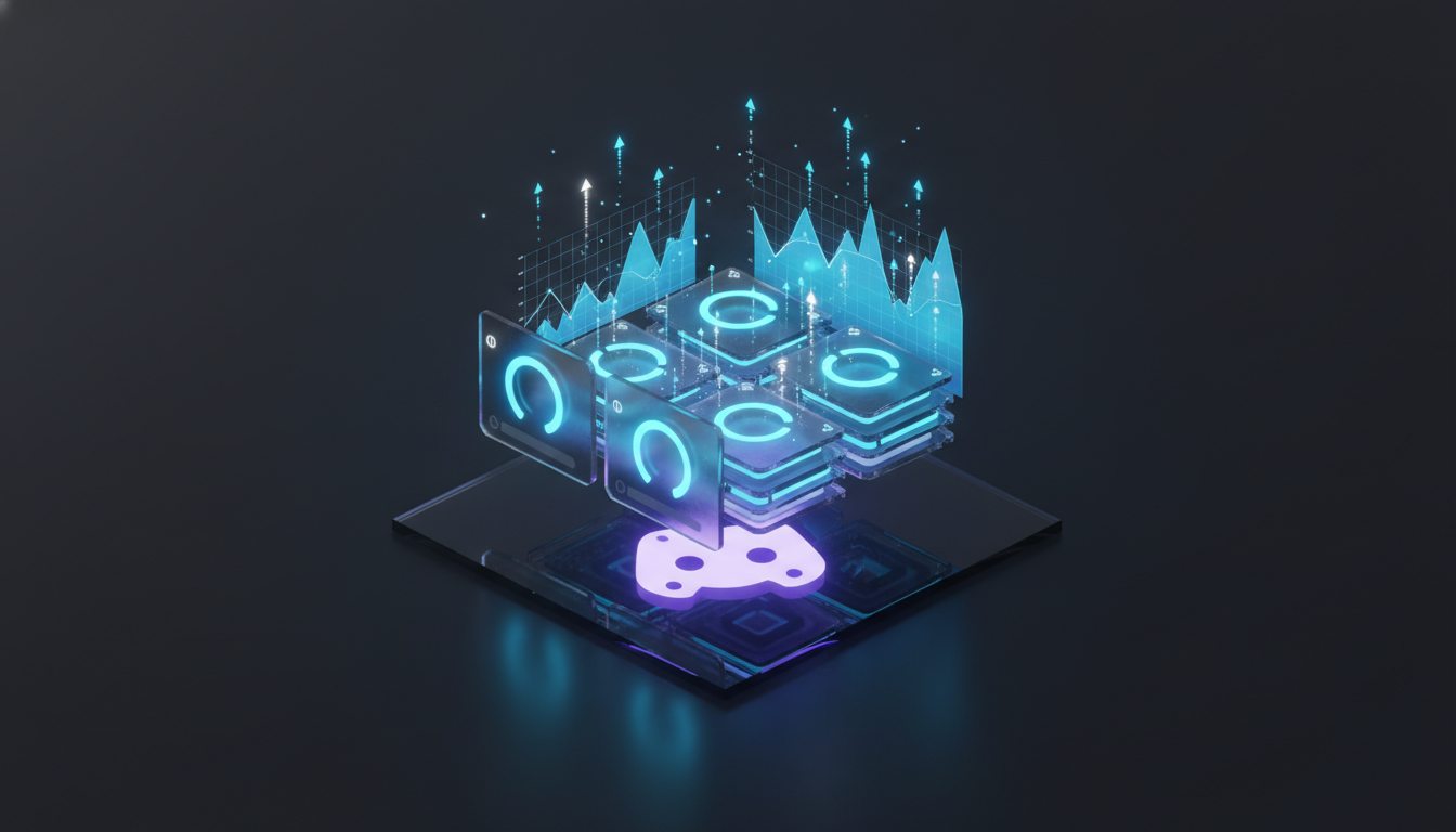 Tableau de bord 3D futuriste d'une communauté Discord en pleine croissance