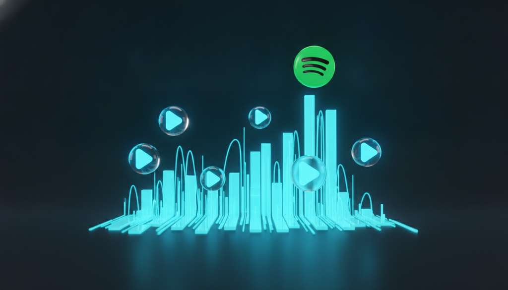 展示 Spotify 播放量以低成本增长的数据分析仪表盘