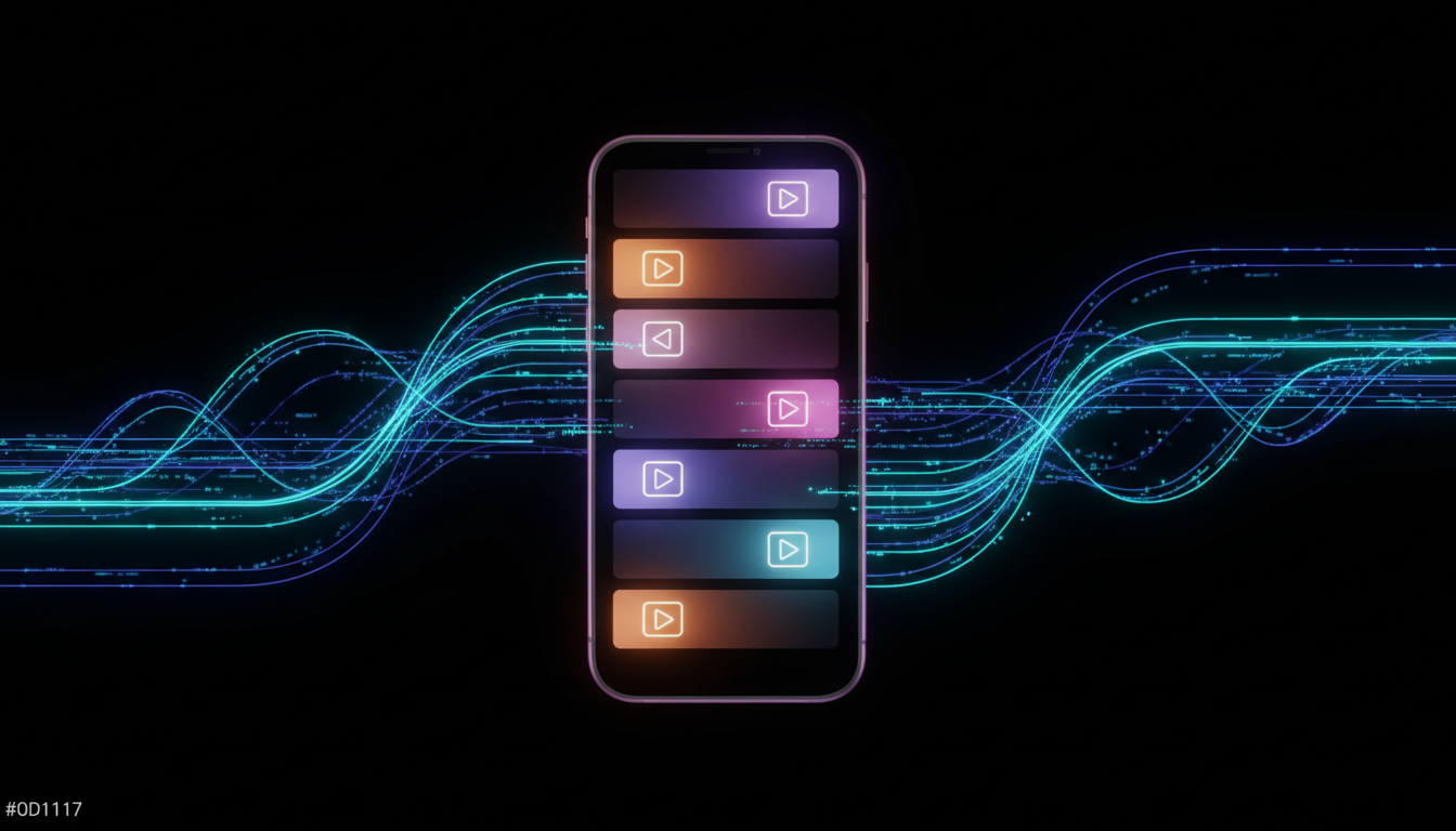 هاتف ذكي يعرض موجز ريلز إنستغرام مع تدفقات إشارات الخوارزمية