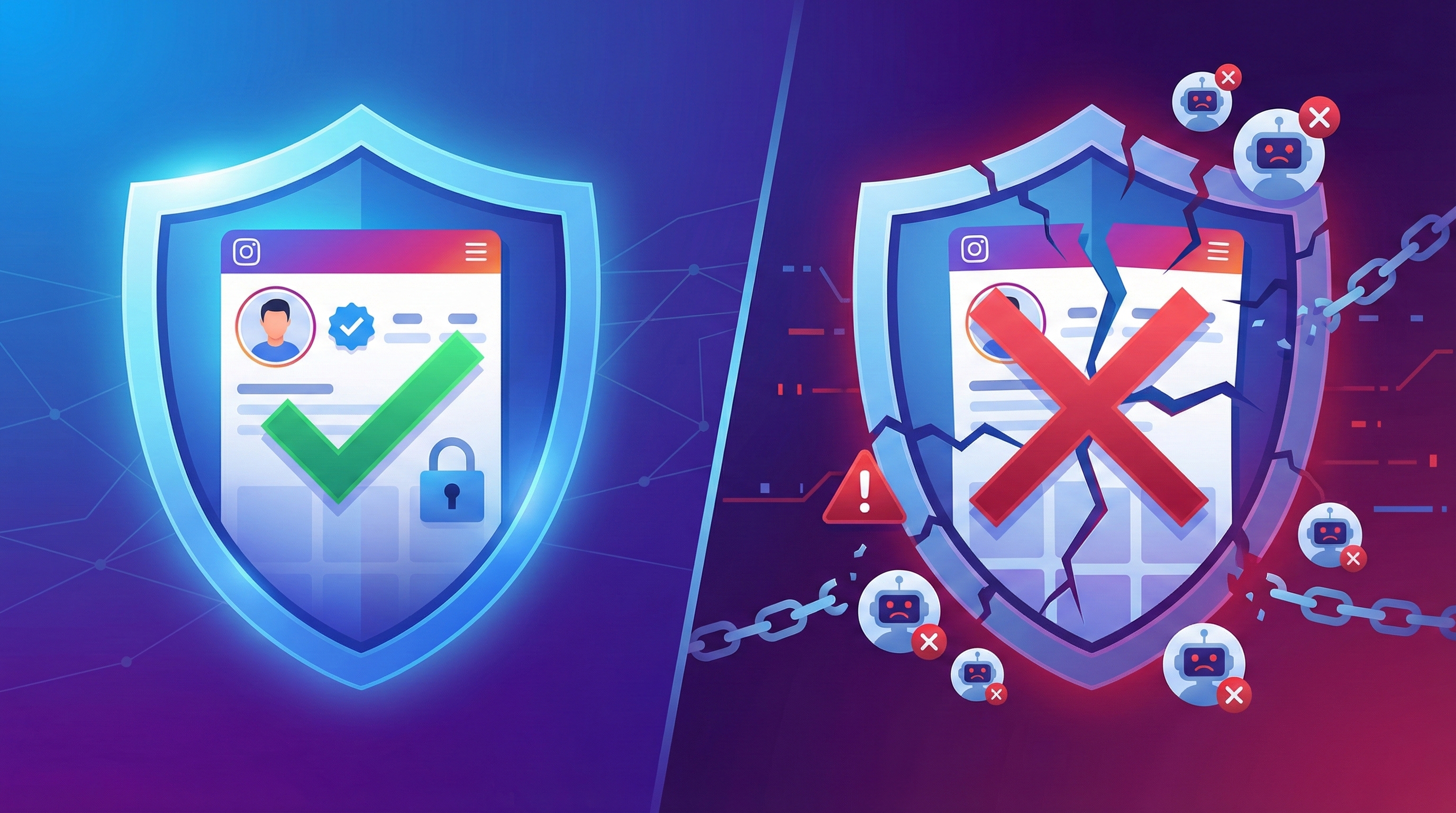 Comparaison entre vrais followers Instagram français et faux bots