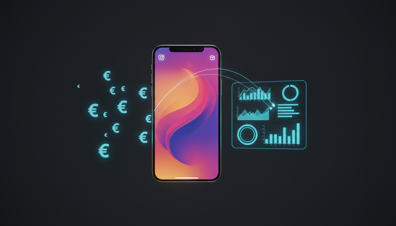 Instagram浏览量转化为欧元收入的3D可视化