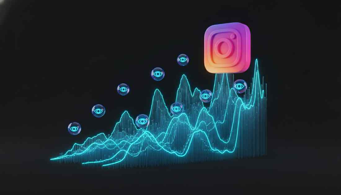 Panel analityczny pokazujący wzrost wyświetleń na Instagramie przy niskim koszcie