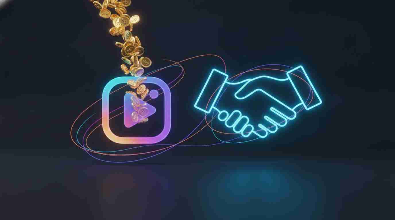 ReelsとInstagramの案件によって生み出された収益を象徴する金貨