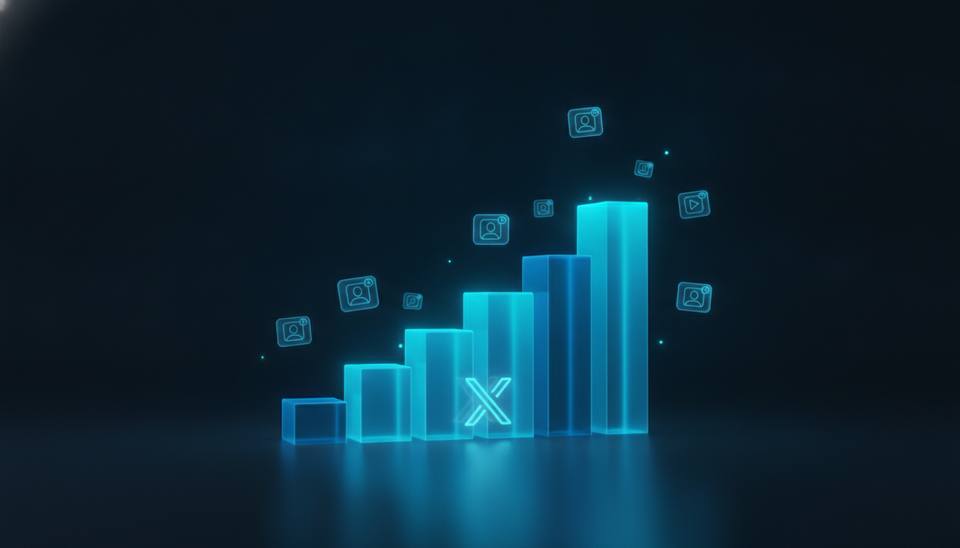 3D growth chart of X Twitter followers