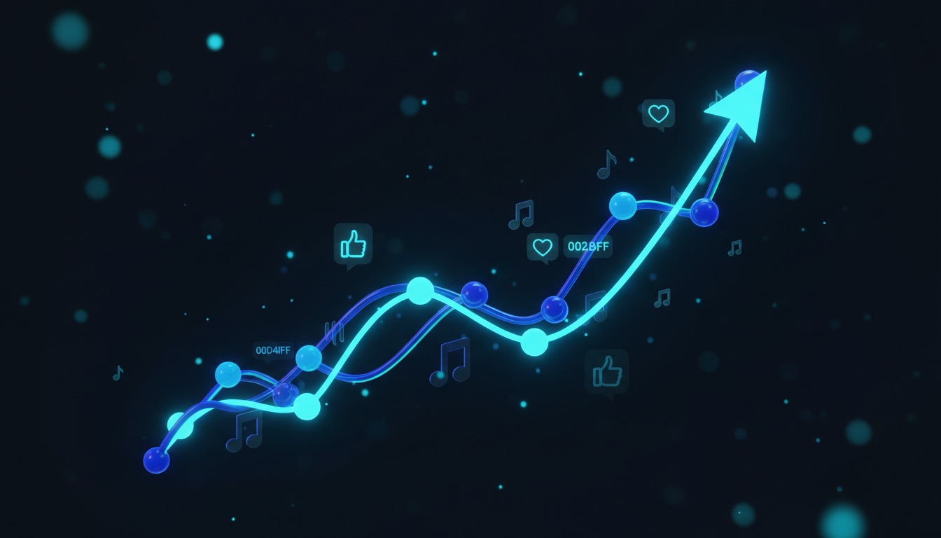 Bảng điều khiển 3D cho thấy sự tăng trưởng của lượt thích TikTok