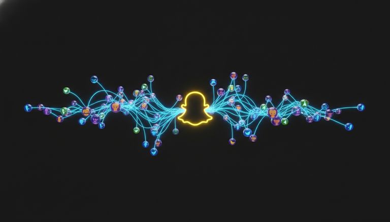 Réseau d’amis connectés autour du fantôme Snapchat