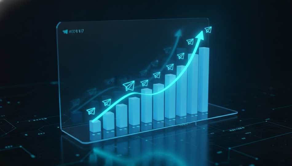 3D-Diagramm, das das Mitgliederwachstum eines Telegram-Kanals veranschaulicht
