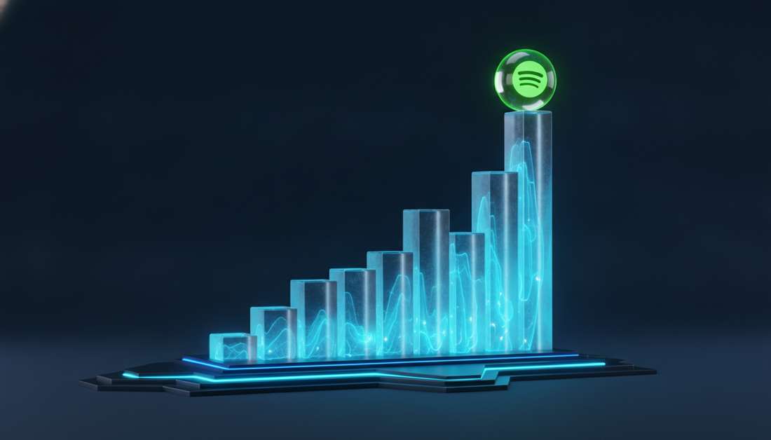 Croissance des streams Spotify visualisée comme un égaliseur lumineux