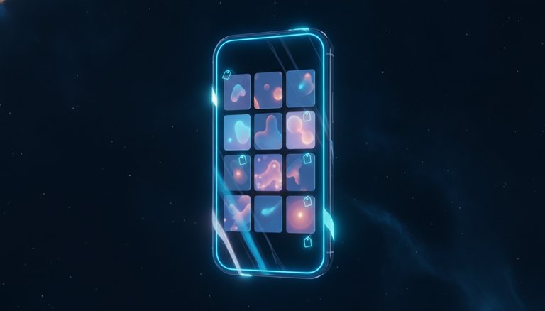 Smartphone 3D affichant une grille de produits d'une boutique Instagram